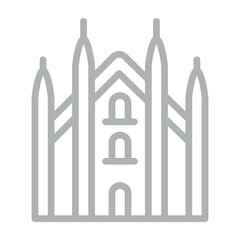 Milan Cathedral Vector Line Grey Icon Design