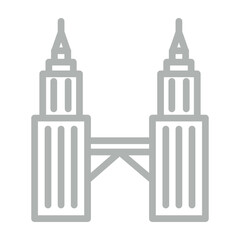 Petronas Towers Vector Line Grey Icon Design