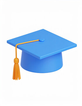 Graduate college, high school or university cap. 3d rendering isolated on white background. Cartoon plastic style icon.back to school, clip art, concepts, cut out, education, graduation, horizontal, 