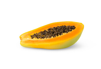 Slice of ripe papaya isolated. Half of papaya fruit.