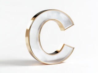 Elegant 3D Capital C with Metallic Gold Border
