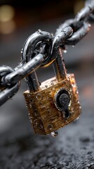 Padlock chain security night rain
