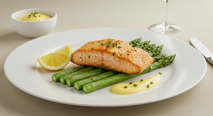 Pan-Seared Salmon with Asparagus and Lemon, a Delicate Culinary Delight