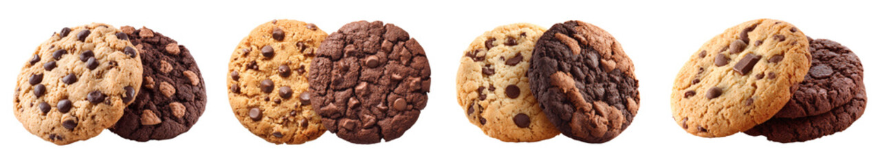 Chocolate Chip Cookie Assortment, a Delicious Treat, PNG set with transparent background
