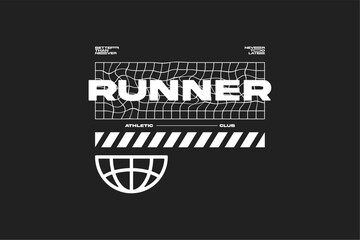 Active Running Lifestyle Club T-shirt Design Modern Sport Vector