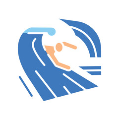 bodysurfing color flat icon for digital and print projects.