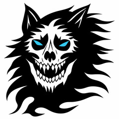 Obraz premium Skeletal Hound Mascot Snarling Skull Face Design
