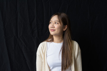 portrait of a young woman thinking