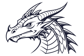 Intense dragon gazes intently forward, showcasing its imposing horns and razor sharp teeth
