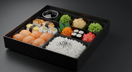 Indulge in this Exquisite Japanese Bento Box, a Feast for the Senses.