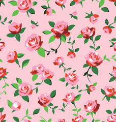Retro rose pattern. Floral seamless background. Liberty template for fashion prints. Design for fashion textiles, fabric, print, graphics, backgrounds and crafts.