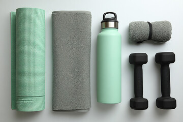 Still life of exercise equipment for a healthy lifestyle