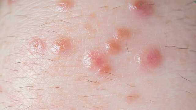 Skin with scabies.