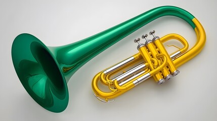 Green and Gold Trumpet Musical Instrument