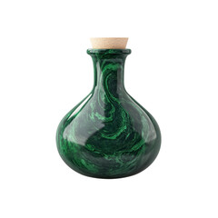 Emerald Green Swirled Glass Bottle with Cork Stopper