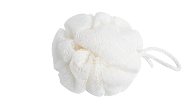 a white loofah isolated on transparent background