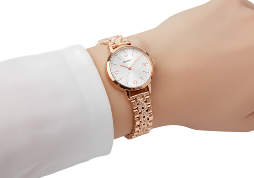 Rose Gold Elegance A Delicate Wristwatch isolated on transparent background
