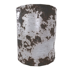 Metal drum with rusty texture isolated on transparent