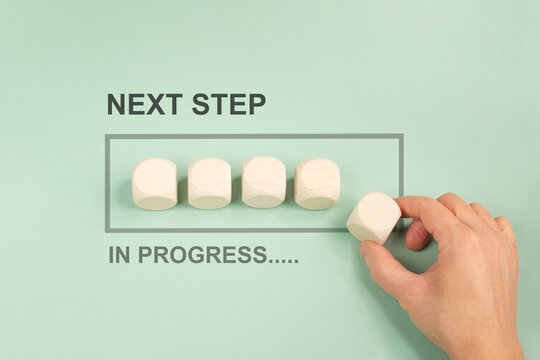 Next step in progress, having new goal and strategy, making plan for future, vision a target, business concept 