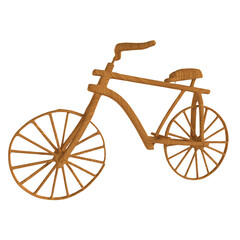 Wooden bicycle isolated on transparent