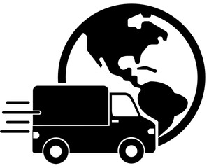 truck with globe icon