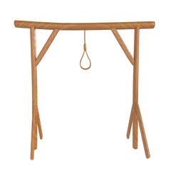 Wooden gallows structure isolated on transparent