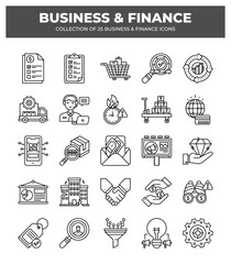 Collection of 25 Business & Finance Icons