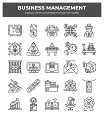 Collection of 25 Business Management Icons: Strategy. Finance. and Growth