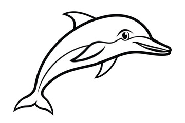 Fototapeta premium Artistic dolphin with detailed eye swims in black and white with dynamic motion