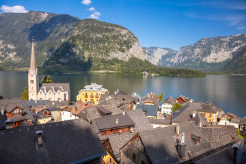 Hallstatt Town Rooftops on a Mountain Lake