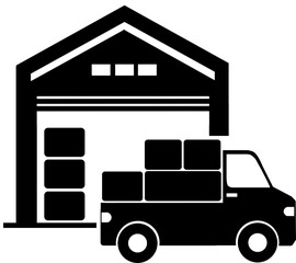 truck wiht warehouse icon