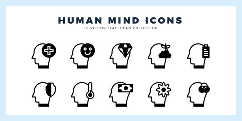 10 Human Mind Lineal Fill icon pack. vector illustration.