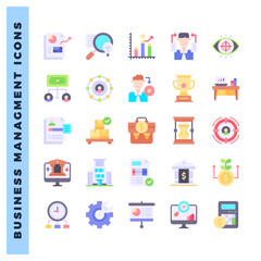 25 Business Management Flat icon pack. vector illustration.