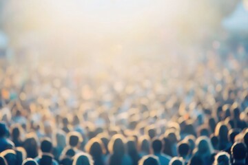 Obraz premium Blurred Crowd in Warm Light Creates Peaceful Ambience.
