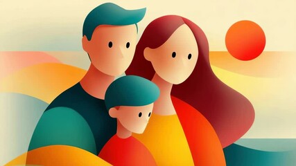 Family enjoying sunset at beach while embracing warm colors of the evening sky and sharing joyful moments together