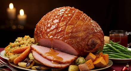 Glazed Ham with Festive Sides, a Delicious Holiday Feast