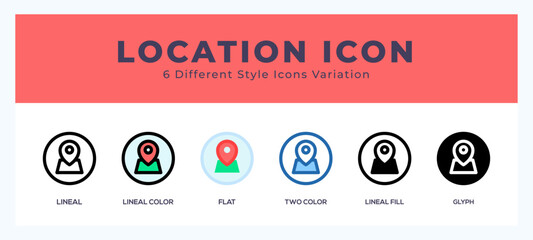 Location set of vector icon. For web. and mobile app