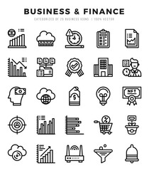 Business & Finance Lineal icons collection. 25 icon set. Vector illustration.