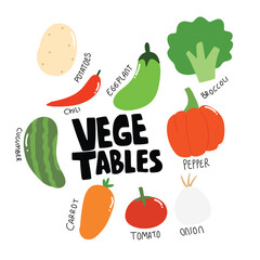 Set of vegetables and fruits character element stock.banana, cucumber, carrot, potatoes, pepper, chili, tomato, beetroot, eggplant