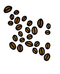 Obraz premium Illustration of brown coffee beans on a white background
