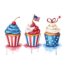 Colorful Independence Day Cupcakes with Stars and Stripes Decoration