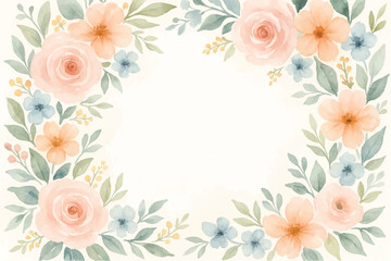 Vintage floral background with romantic pink roses, elegant frame, and decorative hearts for a wedding or Valentine's Day card design