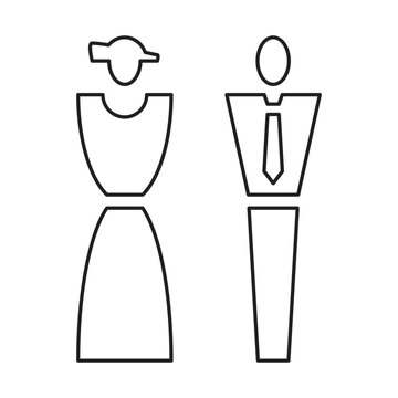 Man and woman icon, male and female sign, black line isolated on white background, vector illustration.