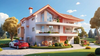 Whimsical Cartoon House with Playful Charm
