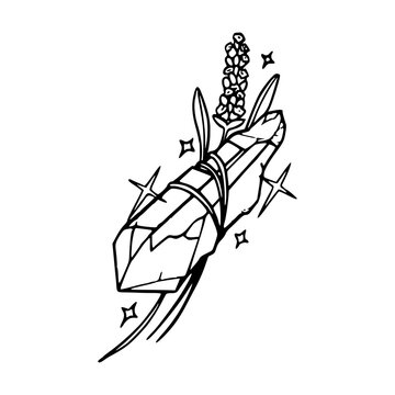 mystical crystal and lavender smudge stick