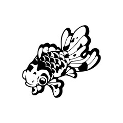 stylized ornamental goldfish graphic design element