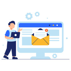 A person checks email notifications on a computer screen, representing efficient digital communication at work