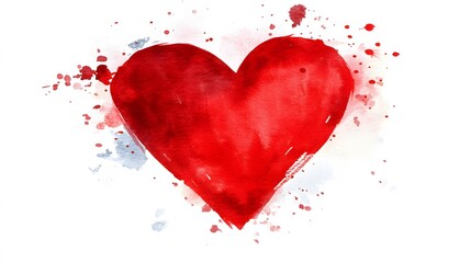 Abstract Red Watercolor Heart Art Painting
