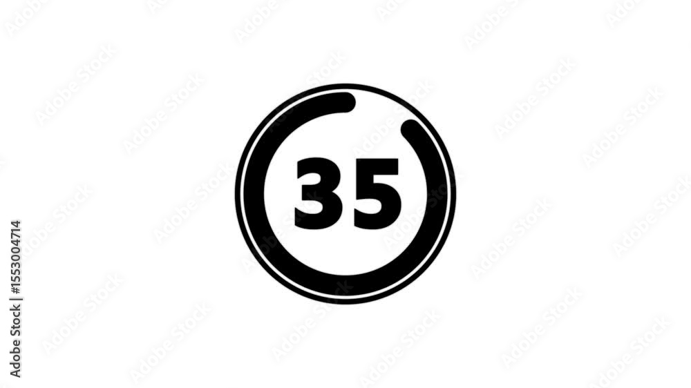 Wall mural circle countdown timer one minute animation from 40 to 0 second animation on white background with a