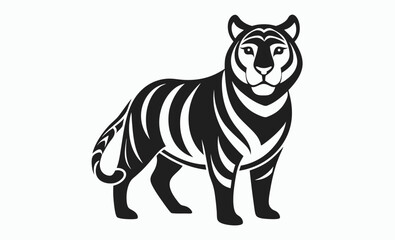 Tiger silhouette icon, minimalist wild animal, black vector illustration, simple tiger graphic